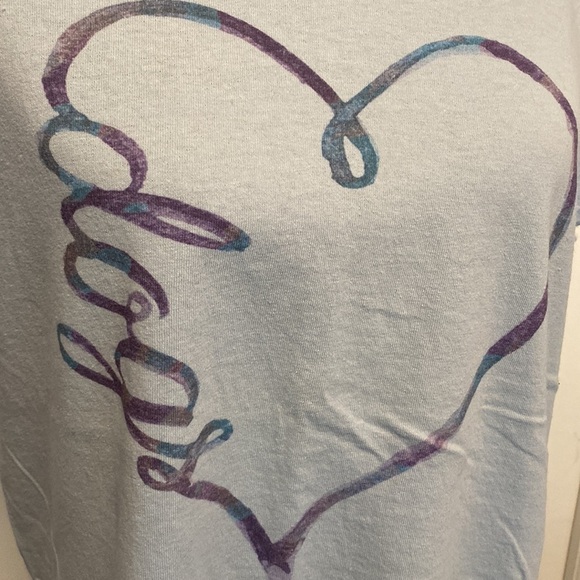 Womens Heart Dogs T-Shirt sz XL Light blue with teal and purple - Picture 2 of 7